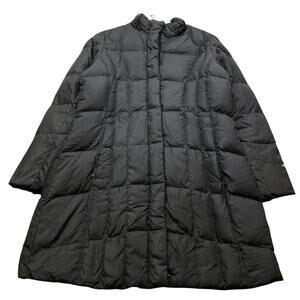 Eddie Bauer Goose Down Quilted Puffer Long Coat Jacket Womens Large Petite Black